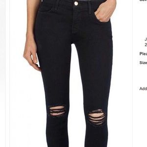 J Brand 620 Mid Rise Super Skinny Rip in Blackout